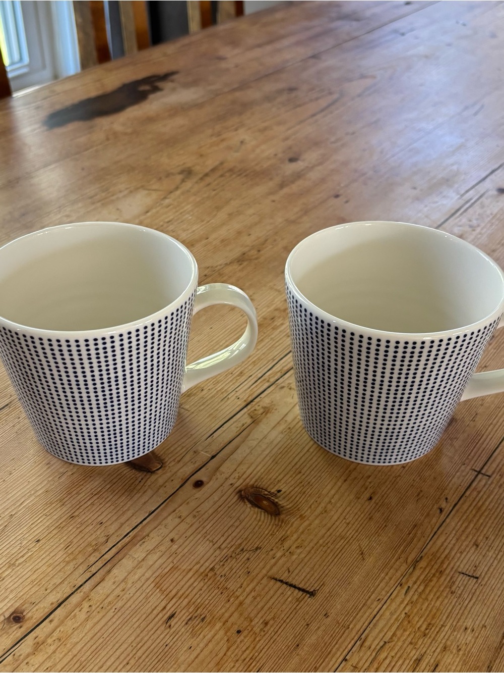 Royal Doulton White Mugs with Navy Dot Pattern (Pair)